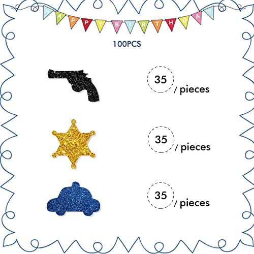 סט של 100 משטרת קונפטי, כחול גליטר משטרת יום הולדת קונפטי, משטרת נושאים מסיבת קונפטי, שוטרים לרסק עוגת דקור,