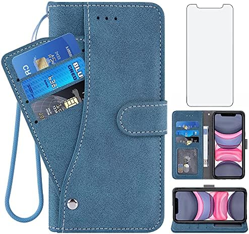 תואם לאייפון 12 מיני 5.4 מארז ארנק ומגן מסך זכוכית מחוסמת הפוך מחזיק כרטיס אשראי מחזיק מעמד אביזרי טלפון