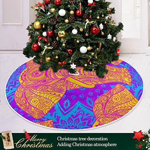 OARENCOL BOOHO MANDALA ELEPHANT חצאית עץ חג המולד 36 אינץ 'פרחים צבעוניים חג המולד חג המולד קישוטי