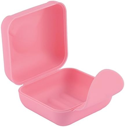 Uxcell Plasitic Houseware Travel Mini Soap Soap Holder Holder Case Caneer Pinker