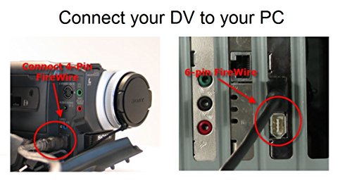 Bizlander Firewire DV כבל 4 סיכה ל 6 PIN עבור Canon GL1 ו- GL2 Mini DV DV מצלמת וידיאו וסדרת Canon ZR מצלמות