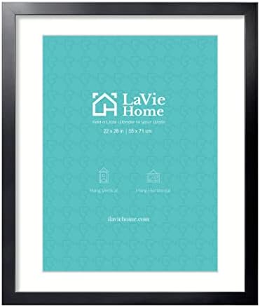 Lavie Home 22x28 מסגרת תמונה מסגרת פוסטר שחורה, תמונות תצוגה 18x24 עם מחצלת או 22x28 ללא מחצלת, מסגרת יציבה