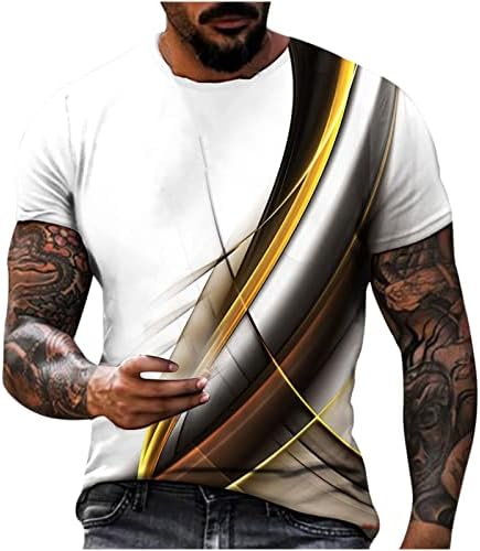 חולצת טריקו של שרוול קצר של גברים, אור צוואר עגול מזדמן אור תלת מימד הדפס דיגיטלי סוודר כושר ספורט חולצת
