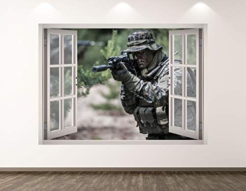 מדבקות קיר חייל עיצוב אמנות תלת מימד חלון 3D הסוואה למשימה מדבקת קיר חדר ילדים מתנה בהתאמה אישית BL287