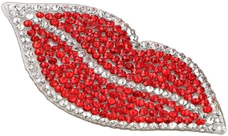 20 יחידות טלאי רינה לאבני שפתון אדומות, ברזל על טלאים טלאי שפתיים לפליינים למלאכת אפליקציה רקומה DIY