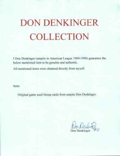 Baltimore 8/26/93 Baseball Orig Game השתמש בכרטיסי מערך של שופט דון דנקינגר - משחק MLB משומש כרטיסי