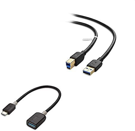 ענייני כבלים כבלים בגודל 6 מטר USB 3.0 בכבל שחור ו- 6 אינץ 'USB C ל- USB 3.0 מתאם