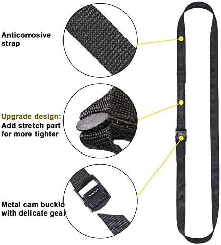 איאפורט מצליף רצועות עם אבזמים מתכוונן מצלמת אבזם לכבול סינק רצועת עבור אריזה שחור 4 חבילה