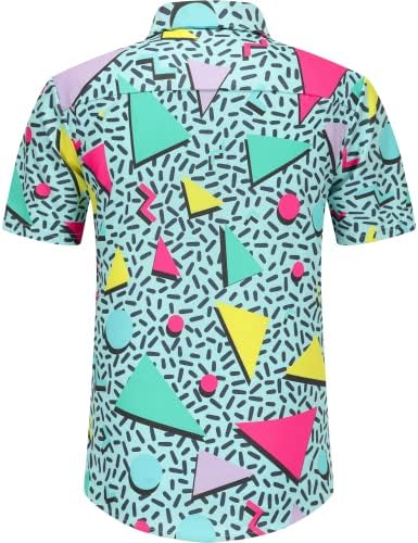 חולצות Nosirhoc משנות ה -80 לגברים חולצה של שנות ה -80 חולצות 90s רטרו חולצות כפתור מזדמן חולצות הוואי חולצה
