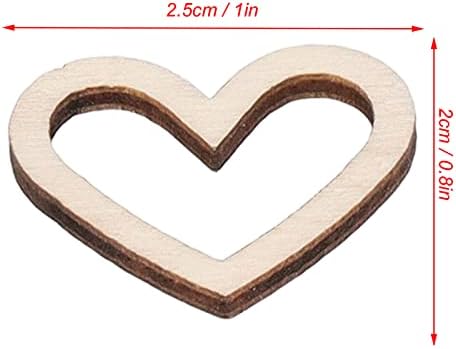 200 יחידים חלולים צורת לב עץ, מלאכת עץ, צורת גזרת לב מעץ לא גמורה דיסקי עץ לב לב חלולים לאור מלאכה