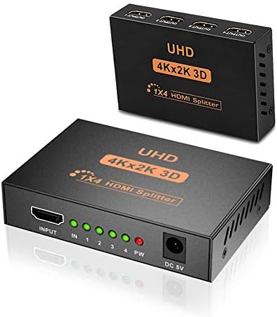 DigitBlue Hdmi Splitter, 1x4 יציאות מופעלות V1.4b ממיר וידאו עם רזולוציות מלאות Ultra HD 1080p 4K ו-