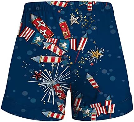 מכנסיים קצרים 4 ביולי לנשים קיץ קיץ דגל אמריקאי מכנסיים קצרים רופפים בכושר מותניים גבוה