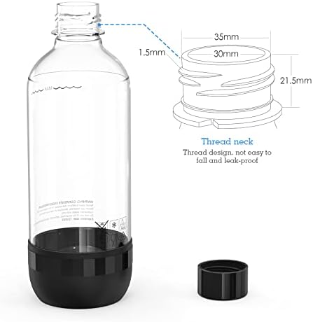 בקבוקי יצרנית סודה של Mycket, בקבוקי פחמימות, 1L BPA חינם לבקבוקי מים נוצצים חיות מחמד למכונת סודה,