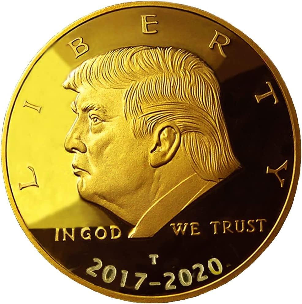 2017-2020 סט מטבעות זהב קטיפה של דונלד טראמפ, מהדורת אספנים בת 4 שנים, מטבע העתק מצופה זהב מצופה.