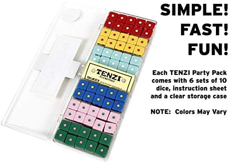 חבילת מסיבת טנזי חבילת משחק קוביות עם 77 דרכים לשחק טנזי-טירוף מהנה ומהיר לכל המשפחה - 6 סטים של 10 קוביות צבעוניות-הצבעים