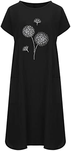 נשים של פורמליות שמלות בתוספת גודל אופנה קיץ שמלות עבור צווארון כיס הדפסת קצר שרוולים שמלה