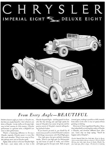 1931 קרייזלר אימפריאל שמונה - דלוקס שמונה - מגנט פרסום לקידום מכירות