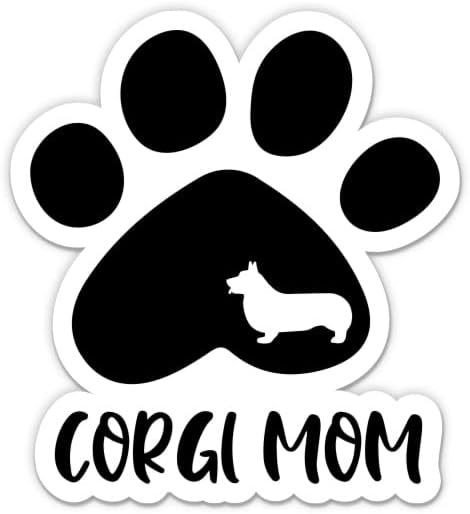 מדבקה של Corgi Mom Paw - מדבקת מחשב נייד 3 אינץ ' - ויניל אטום למים לרכב, טלפון, בקבוק מים - מדבקות