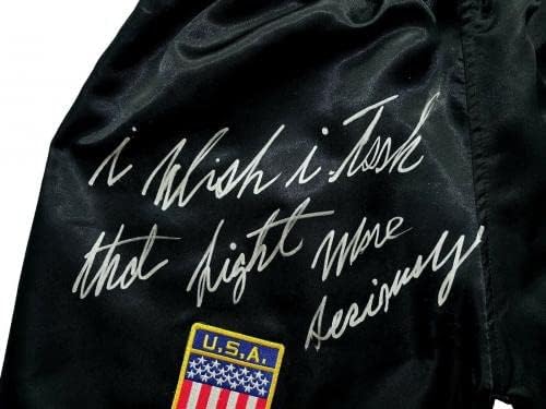 מייק טייסון חתום על גזעים כתוב מול באסטר דאגלס D/58 JSA COA טייסון נגד - גלימות אגרוף וחתימות חתימה