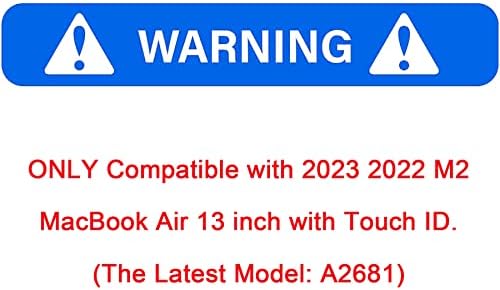 RUBAN תואם ל- MacBook Air 13.6 אינץ 'מארז 2022 2023 שחרור שבב A2681 M2 עם תצוגת רשתית נוזלית ומזהה מגע,