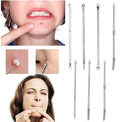 PIMPLE COMEDONE PCS כלי מחלץ סט 7 מסיר מברשת ניקוי פנים אחרת סיליקון