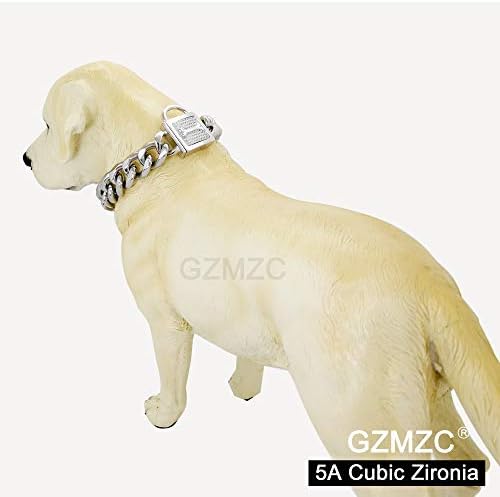 צווארון שרשרת כלבים של GZMZC עם זירקוניה מעוקב נעילה מפלדת אל חלד מלוטשת קישור קובני חזק חובה כבדה
