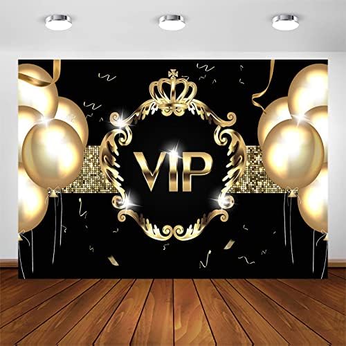 תפאורות מסיבת VIP של Avezano ליום הולדת פוטושוט 7x5ft בלון זהב זהב שחור נושא צילום רקע שטיח אדום