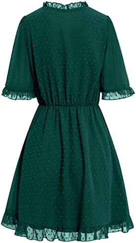 שמלות קיץ פרגיות לנשים 2023, אופנה לנשים מזדמנת צווארון v צווארון המותניים המותניים המותניים השמלה