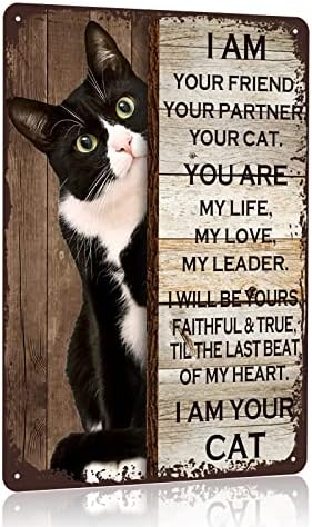 גוקולט רטרו שלט חתול שחור אני חבר שלך בן לוויה שלך החתול שלך אתה החיים שלי גבר מערה קיר קיר עיצוב