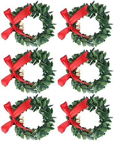 טודמומיה תפאורה חיצונית 6 יחידות מיני חג חג המולד קשת קשת- קשיר פעמון תלייה זר צמח מלאכותי זר עיצוב מסיבת חג
