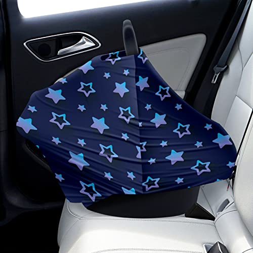 מושב מכונית לתינוק מכסה כוכבים דפוס נייבי רקע כחול כיסוי סיעוד מנקה עגלת צעיף עגלת תינוקות לתינוקות