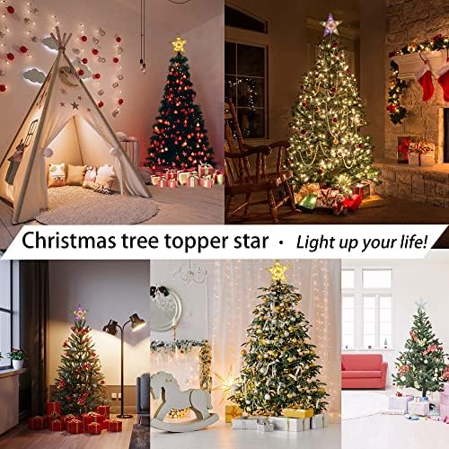 כוכב Topper Topper Topper Topper Barze, LED 10 Point Star Treetop, 8 מצבים כוכב Treetop לחג המולד