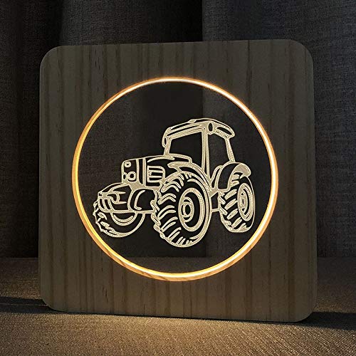 גדול טרקטור 3 ד עץ מנורת הוביל לילה אור בית חדר קישוט יצירתי שולחן מנורות לילדים מתנה