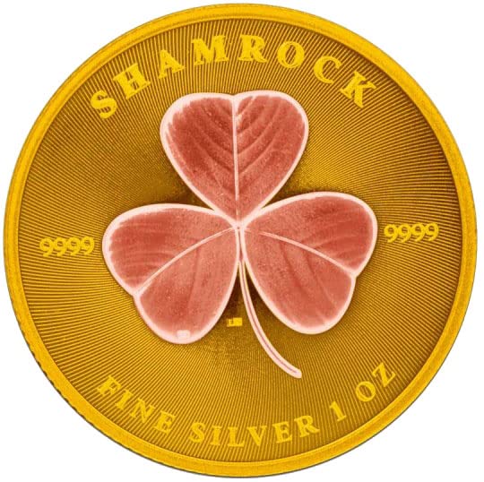 2022 דה מודרני הנצחה PowerCoin Shamrock מוזהבת 1 גרם מטבע כסף 2 $ niue 2022 bu מבריק uncirculat