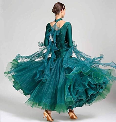 שמלות ריקוד של אולם נשפים של יומירן לנשים חלק וואלס טנגו נדנדה נהדרת שמלת תחרות תלבושת שרוול ארוך