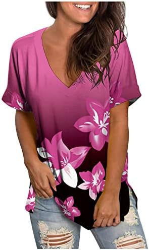 שרוול קצר של אייסו נשים בתוספת גודל חולצת טי חולצה מזדמן חולצת טי חוף חופשת קיץ הדפסת חולצה בסיסית