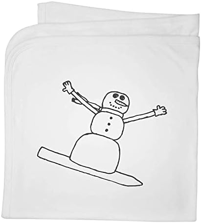 Azeeda 'Snowboarding Snowman' שמיכה/צעיף כותנה כותנה