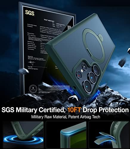 Torras Magnetic מיועד ל- Samsung Galaxy S23 Ultra Case & Samsung S22 Ultra Case Green