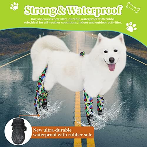 מגפי כלבים Bestzone נעליים אטומות למים לכלבים עם רצועות רפלקטיב