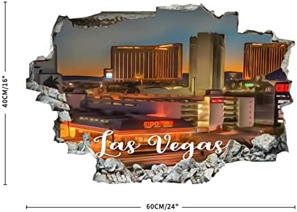 Cocoken Las Vegas City View 3D מדבקות קיר שבור אמריקאי מדינת נבדה לאס וגאס 24 x 16 אינץ