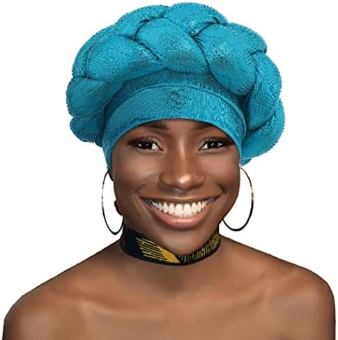אפריקאי טורבן ראש לעטוף חיל הים כחול צמת כפת כובע כובעי גבישי מעוות ראש טורבנים עבור נשים ובנות