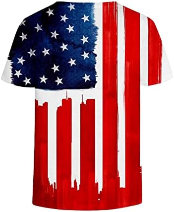 חולצות דגל אמריקאיות מודפסות לנשים, 2023 צמרות פטריוטיות 4 ביולי חולצת קיץ שרוול קצר נגד חולצת