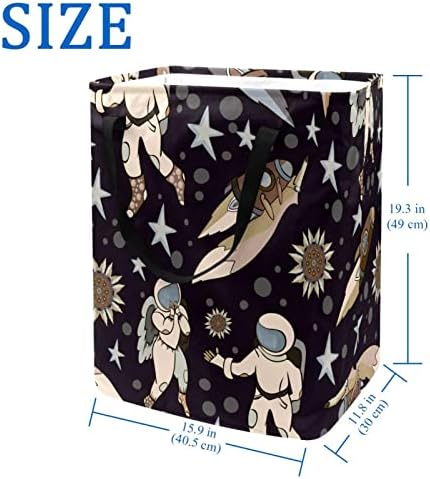 סל כביסה מתקפל להדפסת אסטרונאוטים ורקטות, סלי כביסה עמידים למים 60 ליטר אחסון צעצועי כביסה לחדר שינה בחדר