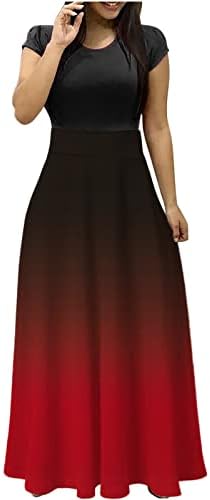 נשים 2023 קיץ שמלה מזדמנים אלגנטי הצוואר הצוות שרוול קצר שמלה בוהו פרחוני מקסי בתוספת גודל השמלה