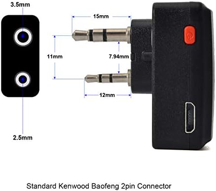 Twayrdio Walkie Talkie Bluetooth אוזניות אוזניות עם 2 סיכות דונגל אלחוטית וכפתור PTT עבור Kenwood TK-2100