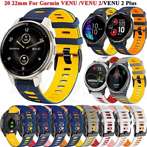 Makee 20 22 ממ שעון שעון עבור Garmin Venu 2 Sport Sport Fantrunner 645 245 55 158 vivoactive 3 4 Silicone Strap
