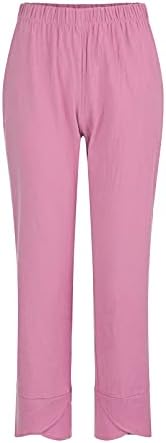 מכנסי רגל רחבים של MGBD מכנסיים מכנסיים מזדמנים מותניים גבוהים בתוספת פשתן גודל פשתן קיץ טרנדי טרופי קל משקל