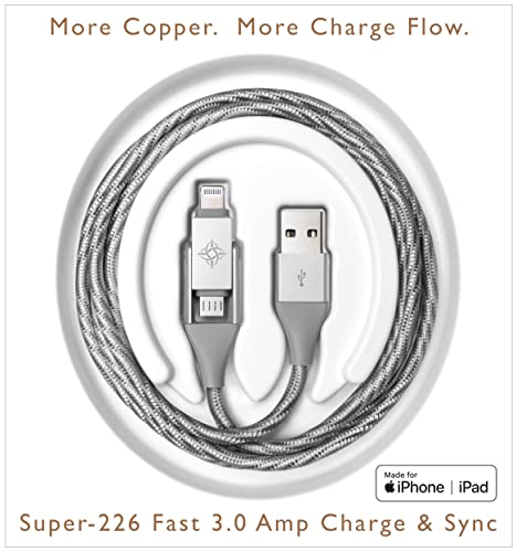Chimera 3-in-1 MFI מוסמך USB ל- Lightning & Micro Multi-Cable, טעינה מהירה-נתוני העברה לאביזרים של Apple,