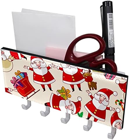 חג המולד של חג המולד של סנטה קלאוס איילים איילים אדומים ומחזיק דואר לקירות - קולב מפתח עם מארגן