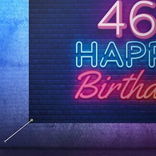 זוהר ניאון שמח 46 יום הולדת רקע באנר דקור שחור-צבעוני זוהר 46 שנים מסיבת יום הולדת נושא קישוטי עבור